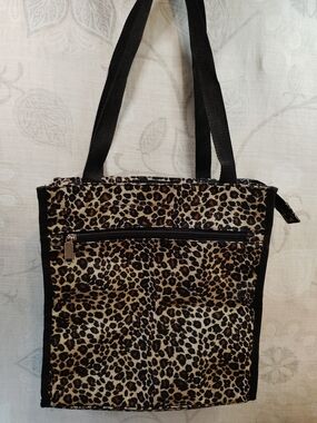 Leopard Print Shoulder Tote in Brown and Black